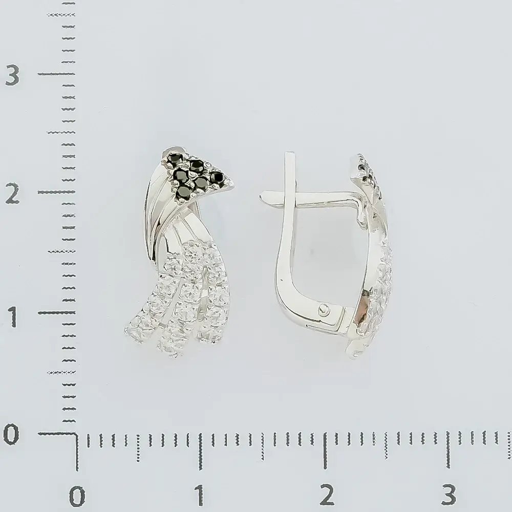 Серьги с фианитом из красного золота 585 пробы