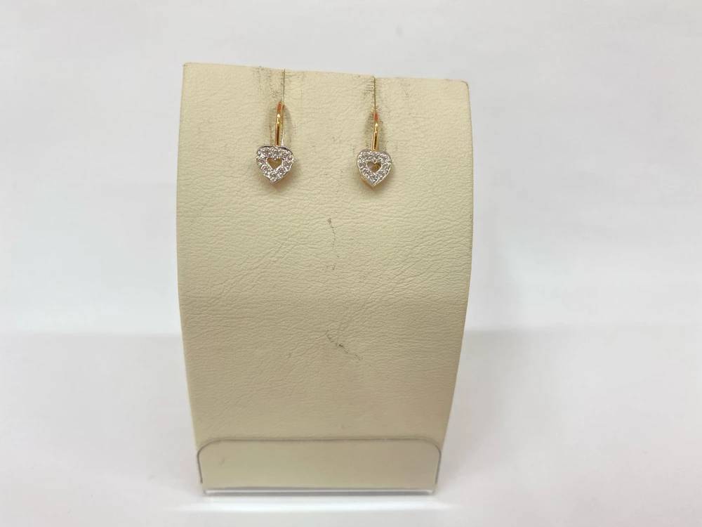 Серьги с фианитом из красного золота 585 пробы 1