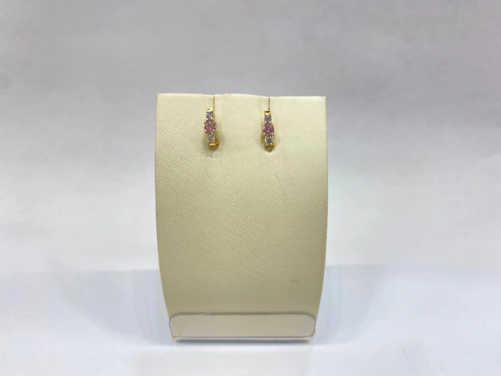 Серьги с фианитом из красного золота 585 пробы 1