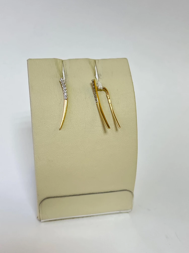 Серьги с фианитом из красного золота 585 пробы 1