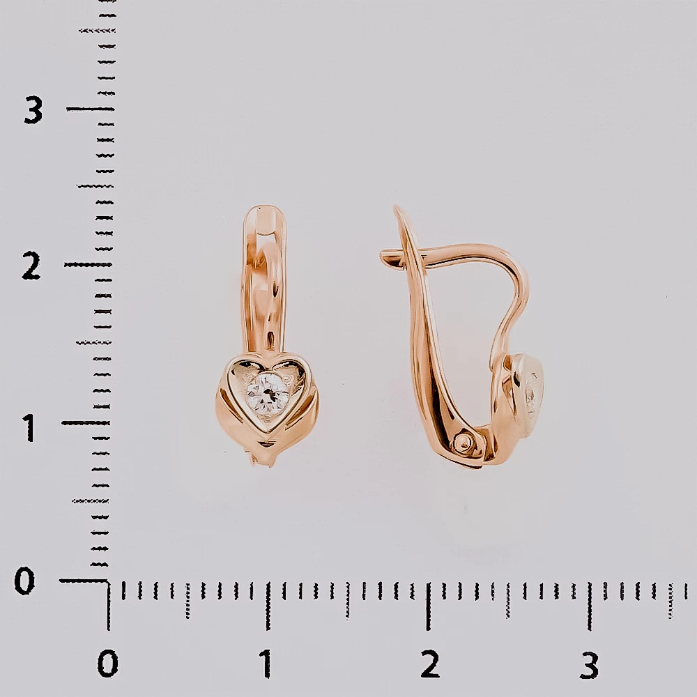 Серьги с фианитом из красного золота 585 пробы 2