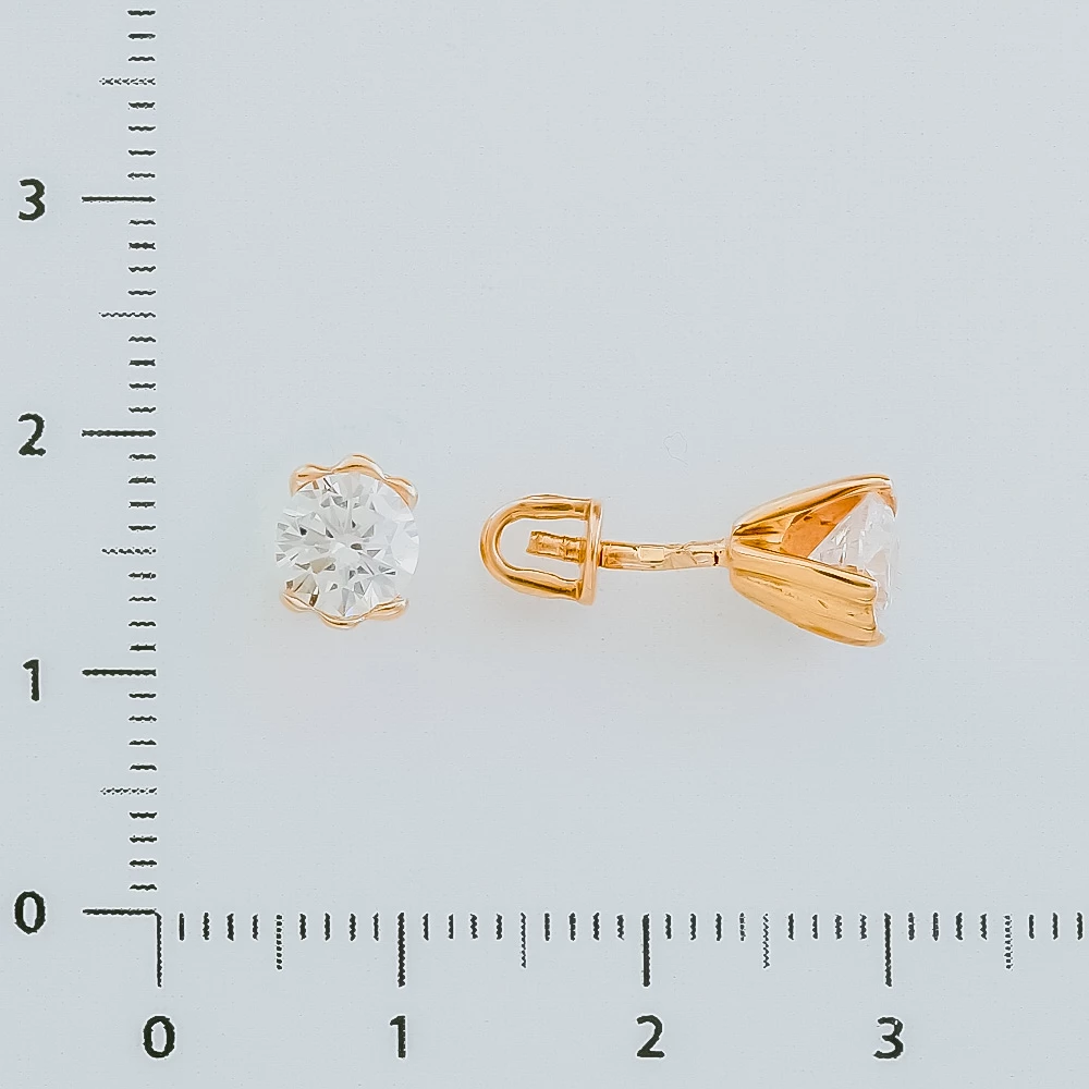 Серьги с фианитом из красного золота 585 пробы 2
