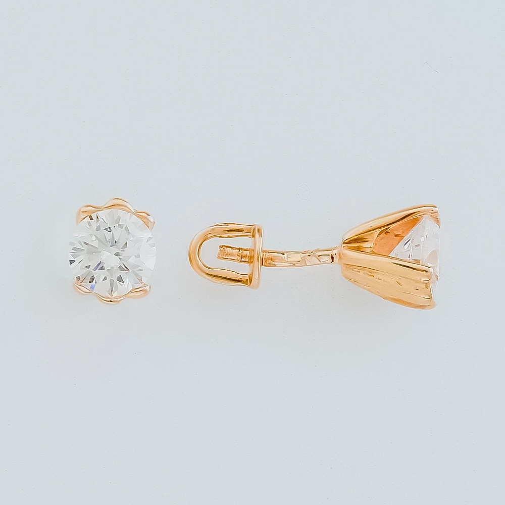 Серьги с фианитом из красного золота 585 пробы 1