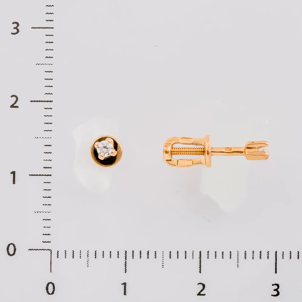 Серьги с фианитом из красного золота 585 пробы 2