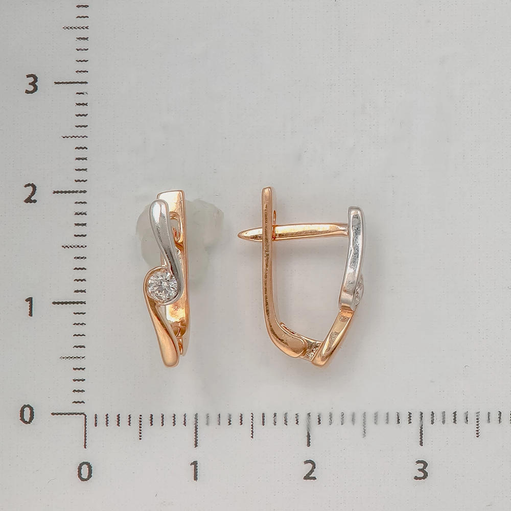 Серьги с фианитом из красного золота 585 пробы 2