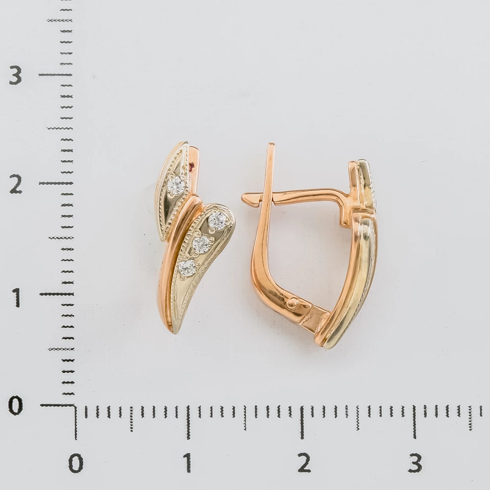 Серьги с фианитом из красного золота 585 пробы 2