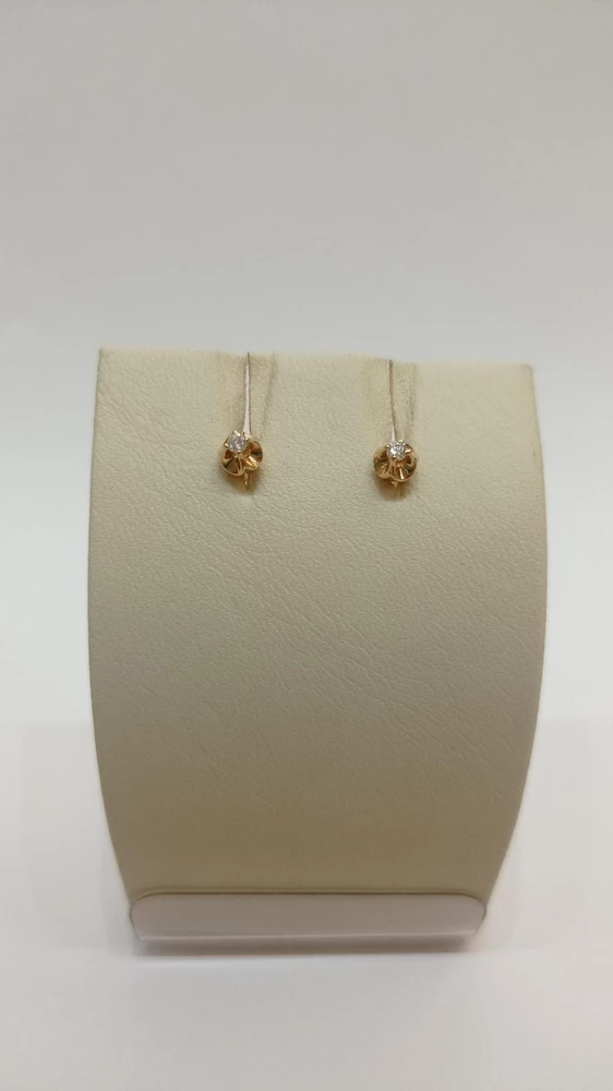 Серьги с фианитом из красного золота 585 пробы 1