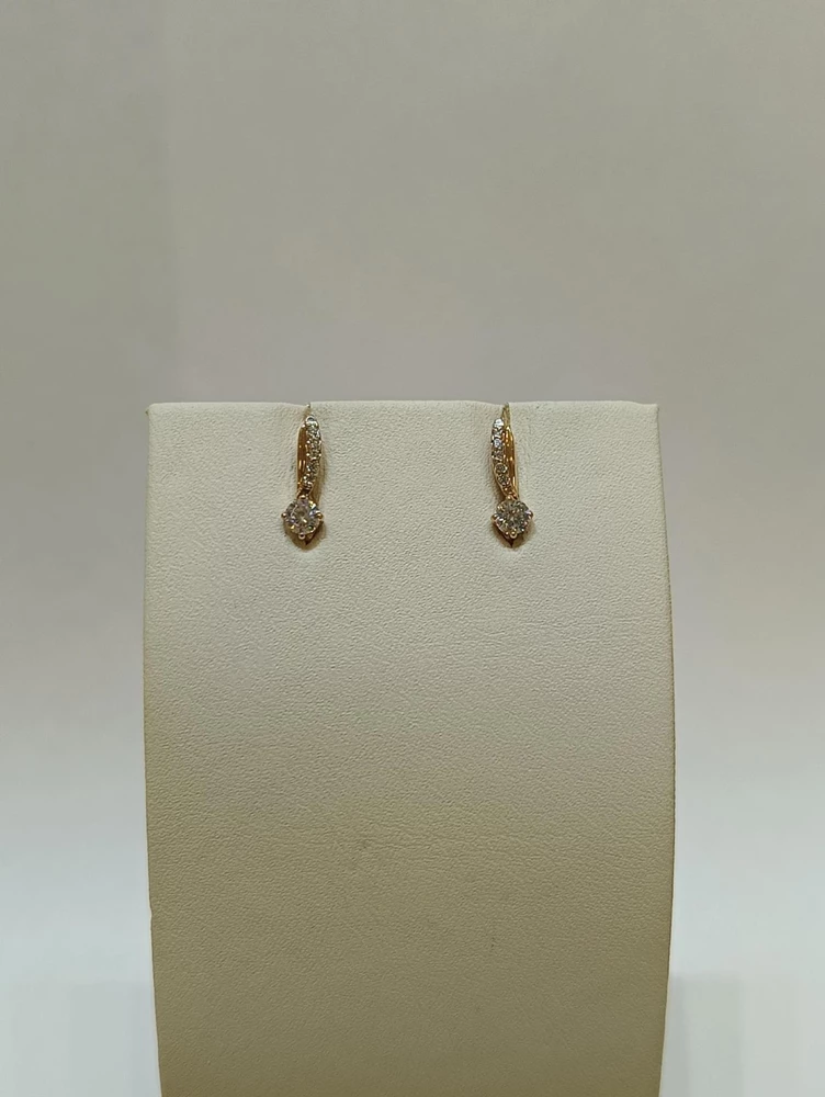 Серьги с фианитом из красного золота 585 пробы 1