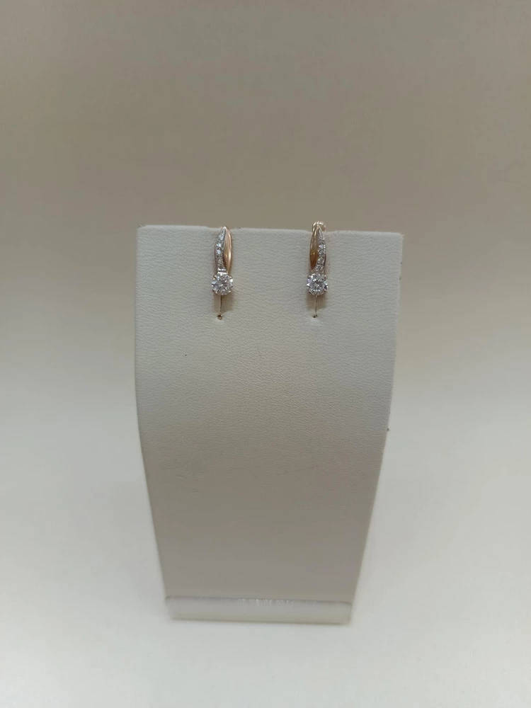 Серьги с фианитом из красного золота 585 пробы 1