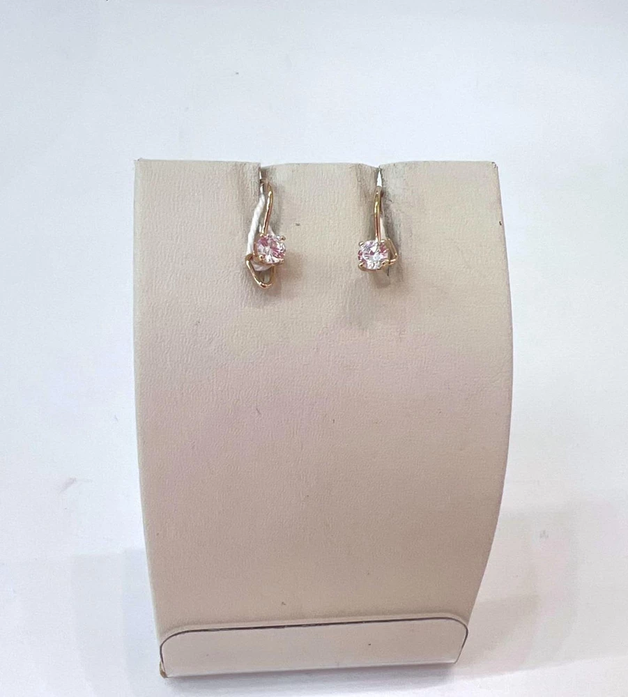Серьги с фианитом из красного золота 375 пробы 1