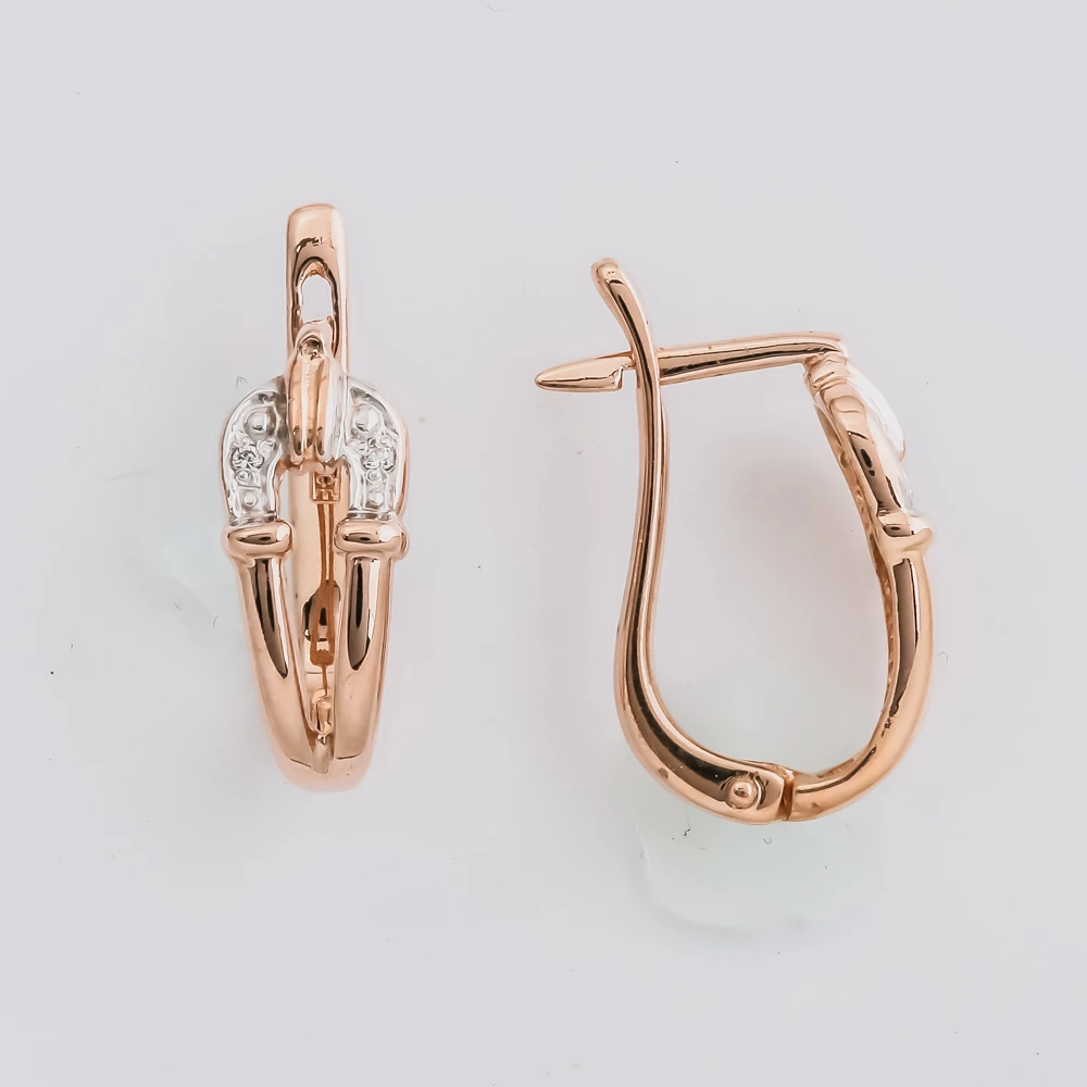 Серьги с фианитом из красного золота 585 пробы 1