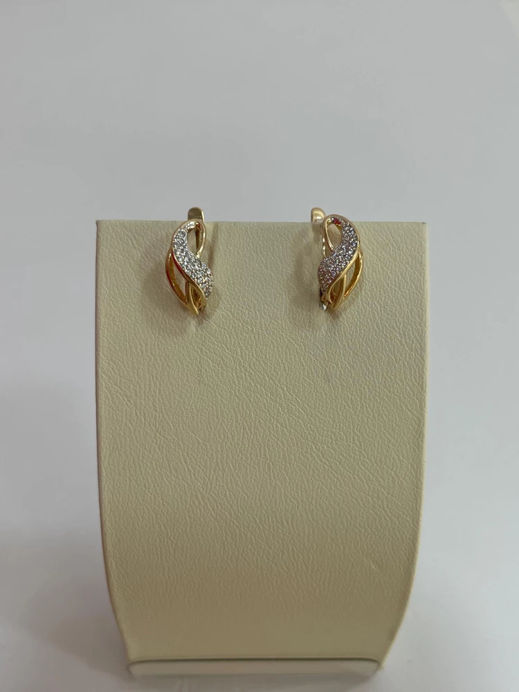 Серьги с фианитом из красного золота 585 пробы 1