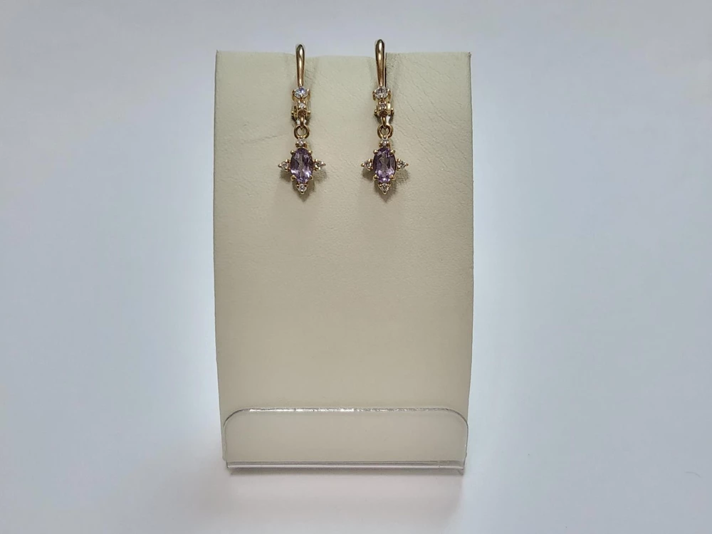 Серьги с аметистом из красного золота 585 пробы 1