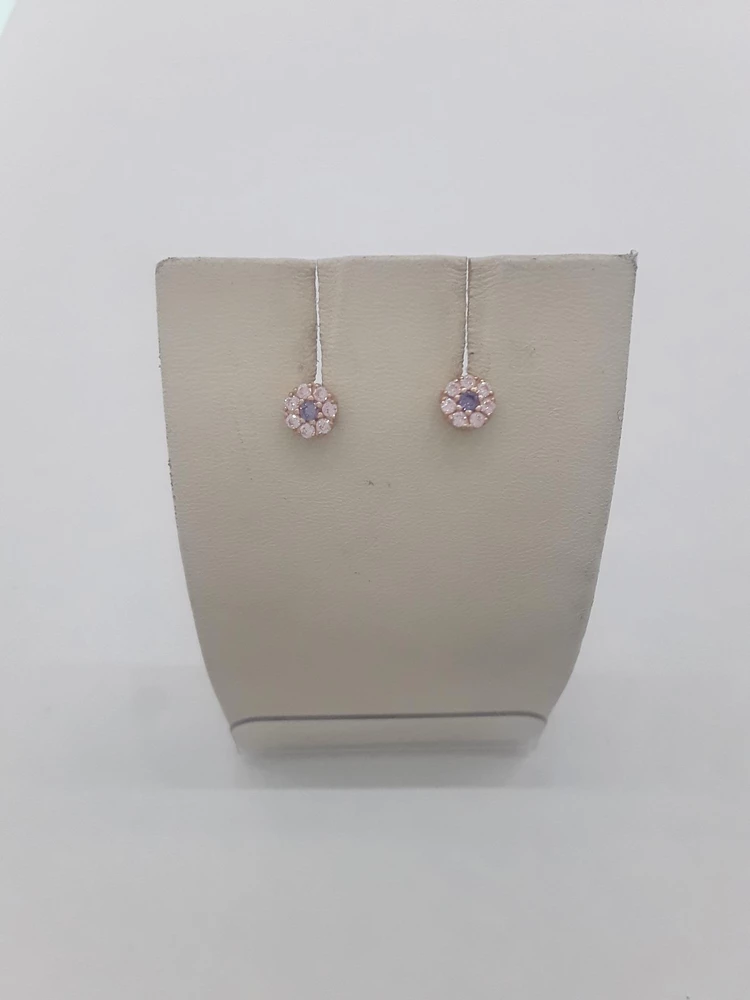 Серьги с фианитом из красного золота 585 пробы 1