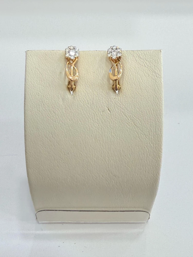 Серьги с фианитом из красного золота 585 пробы 1