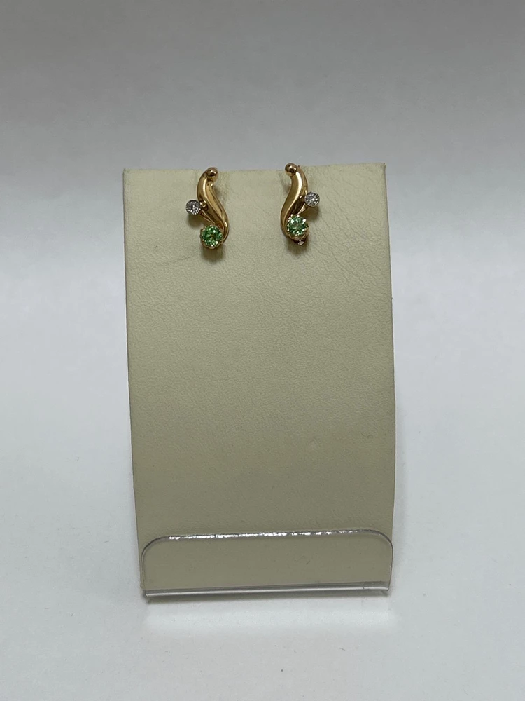 Серьги с хризолитом из красного золота 585 пробы 1