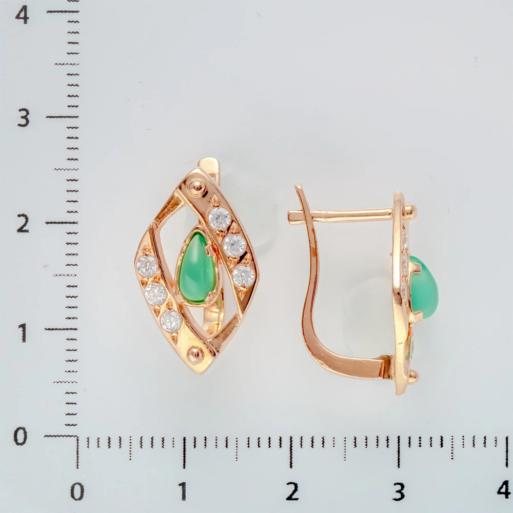 Серьги с агатом из красного золота 585 пробы 2