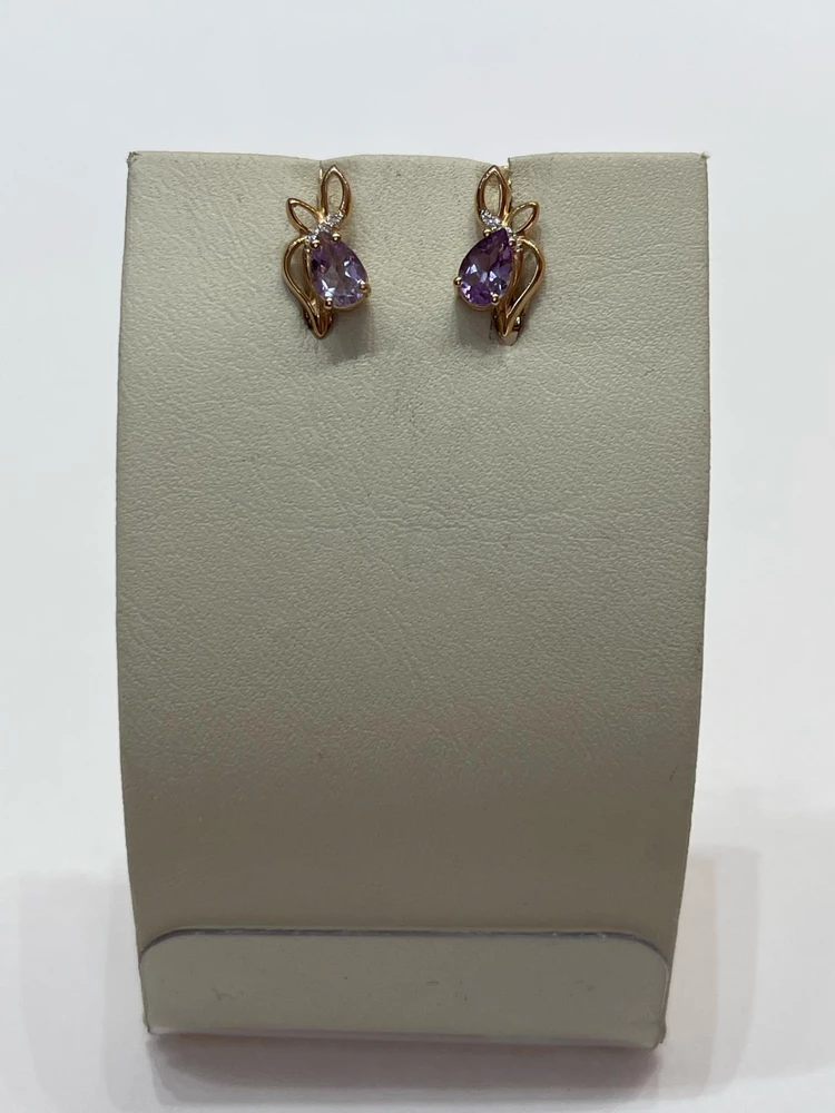 Серьги с аметистом из красного золота 585 пробы 1