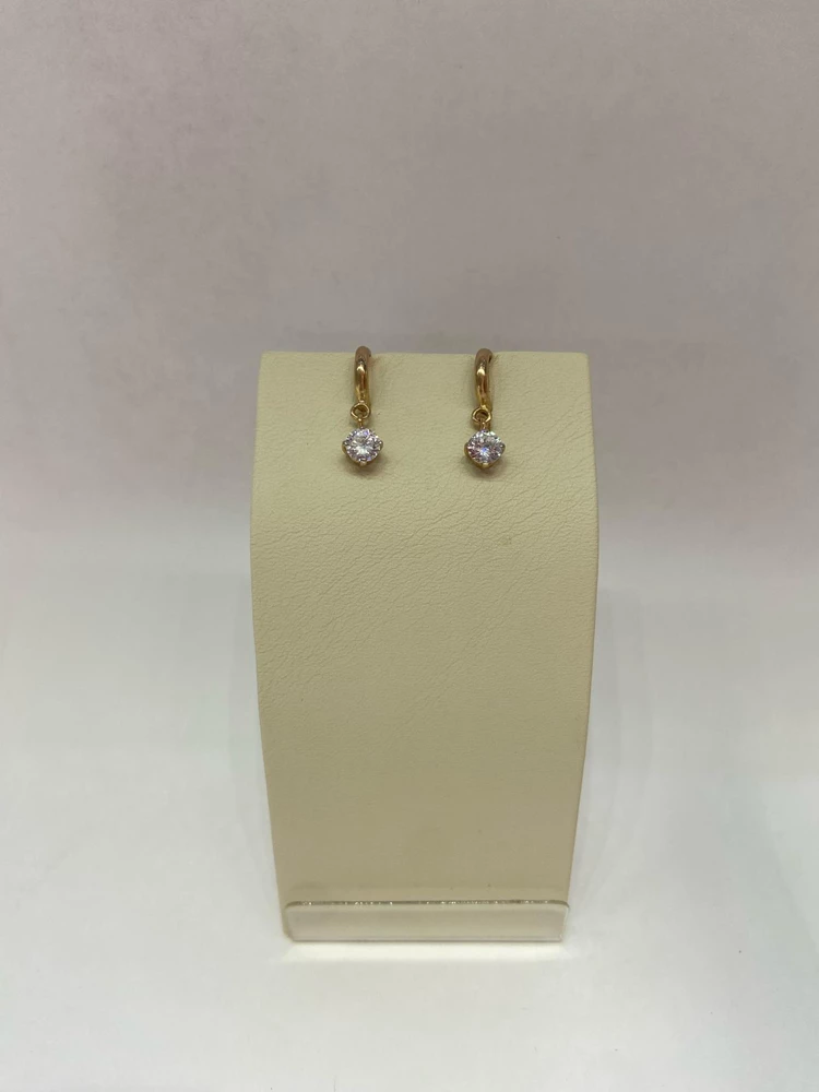 Серьги с фианитом из красного золота 585 пробы 1
