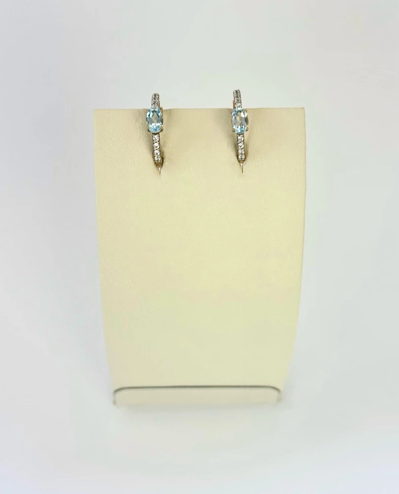 Серьги конго с топазом из красного золота 375 пробы 1
