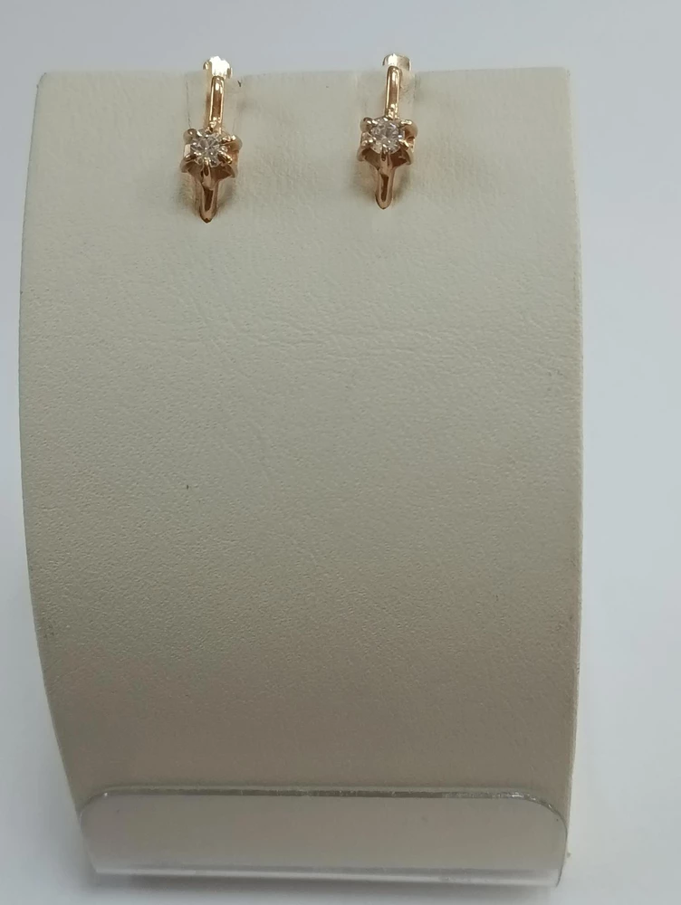 Серьги с фианитом из красного золота 585 пробы 1