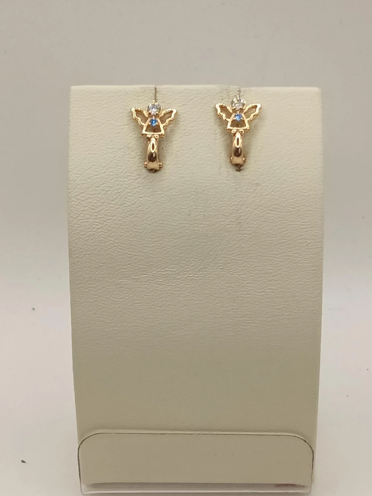 Серьги с фианитом из красного золота 585 пробы 1