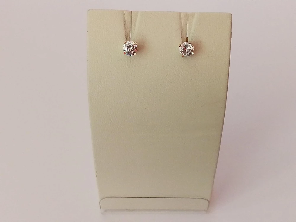 Серьги с фианитом из красного золота 585 пробы 1