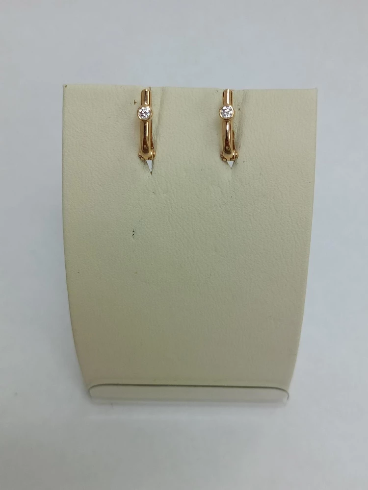 Серьги с фианитом из красного золота 585 пробы 1