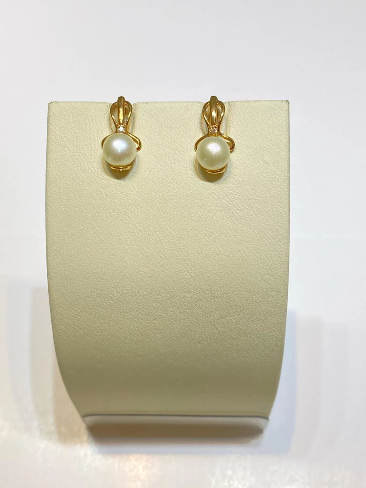 Серьги с культивированным жемчугом из красного золота 585 пробы 1