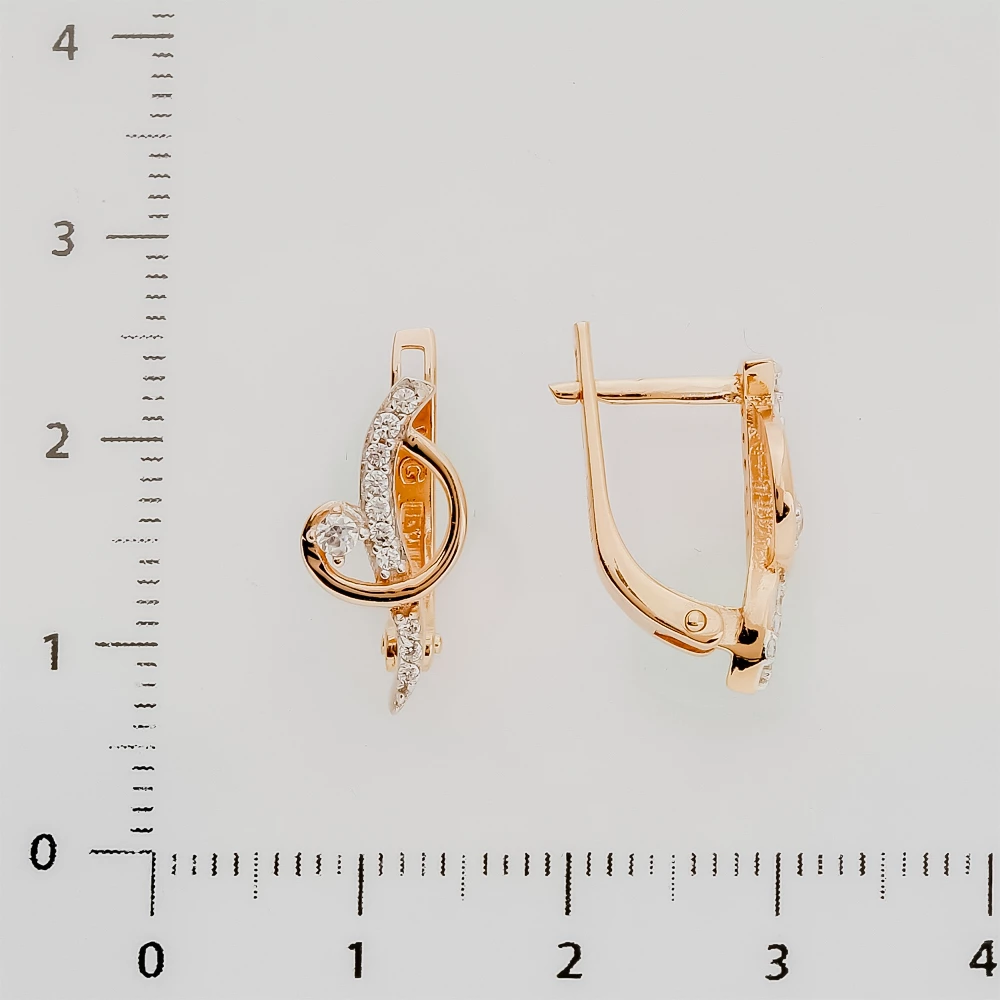 Серьги с фианитом из красного золота 585 пробы 2