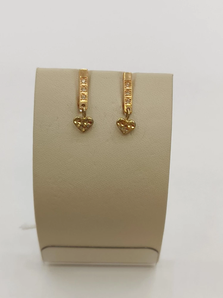 Серьги с фианитом из красного золота 585 пробы 1