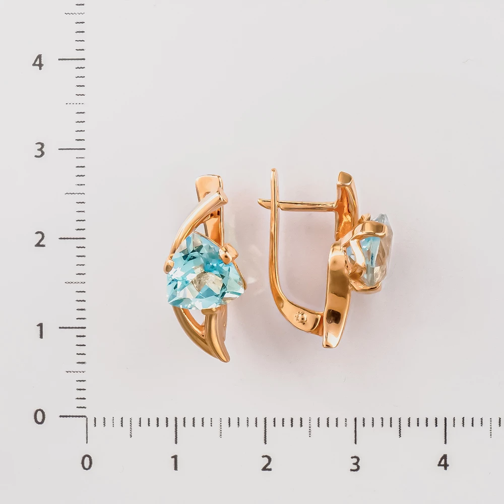 Серьги с топазом из красного золота 585 пробы 2