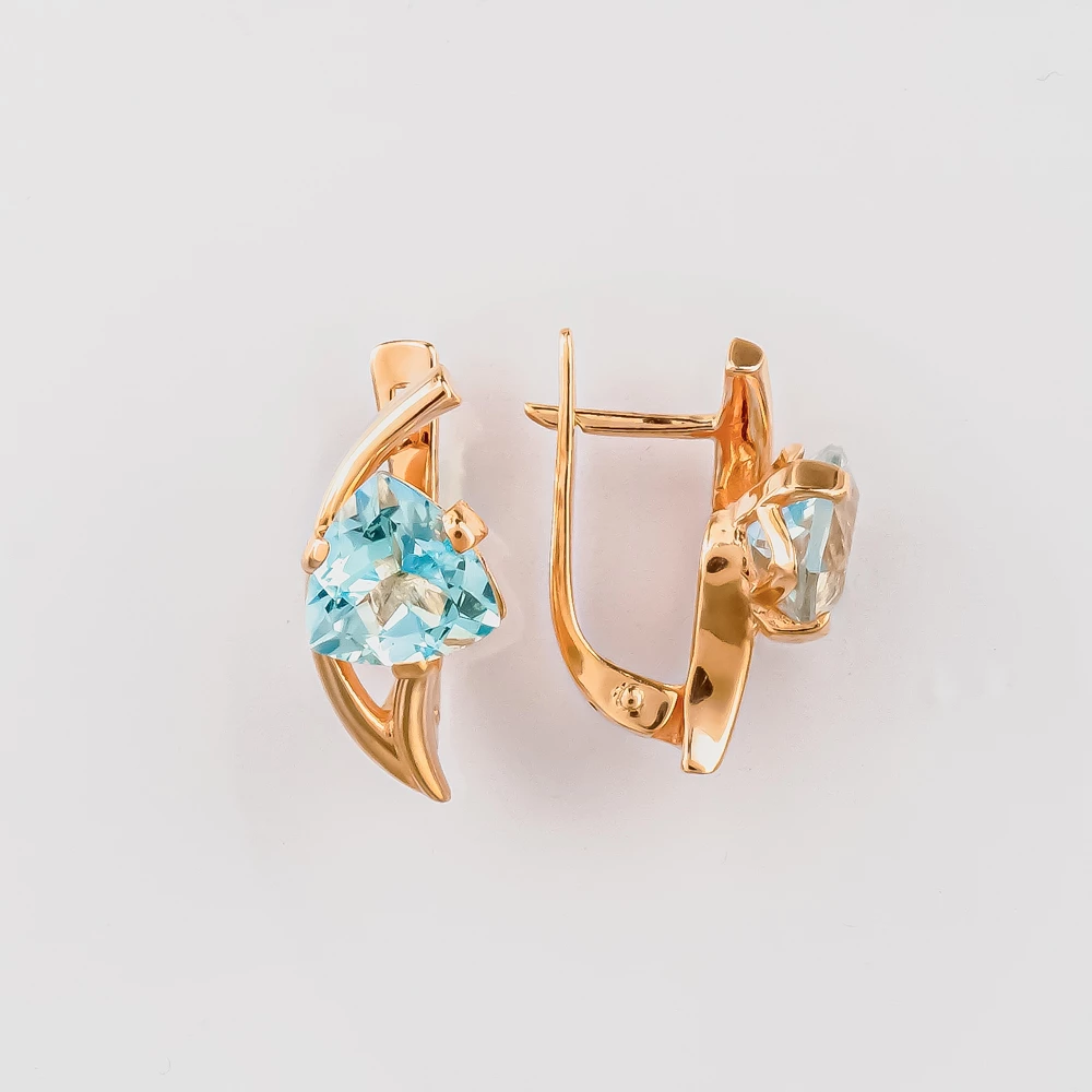 Серьги с топазом из красного золота 585 пробы 1