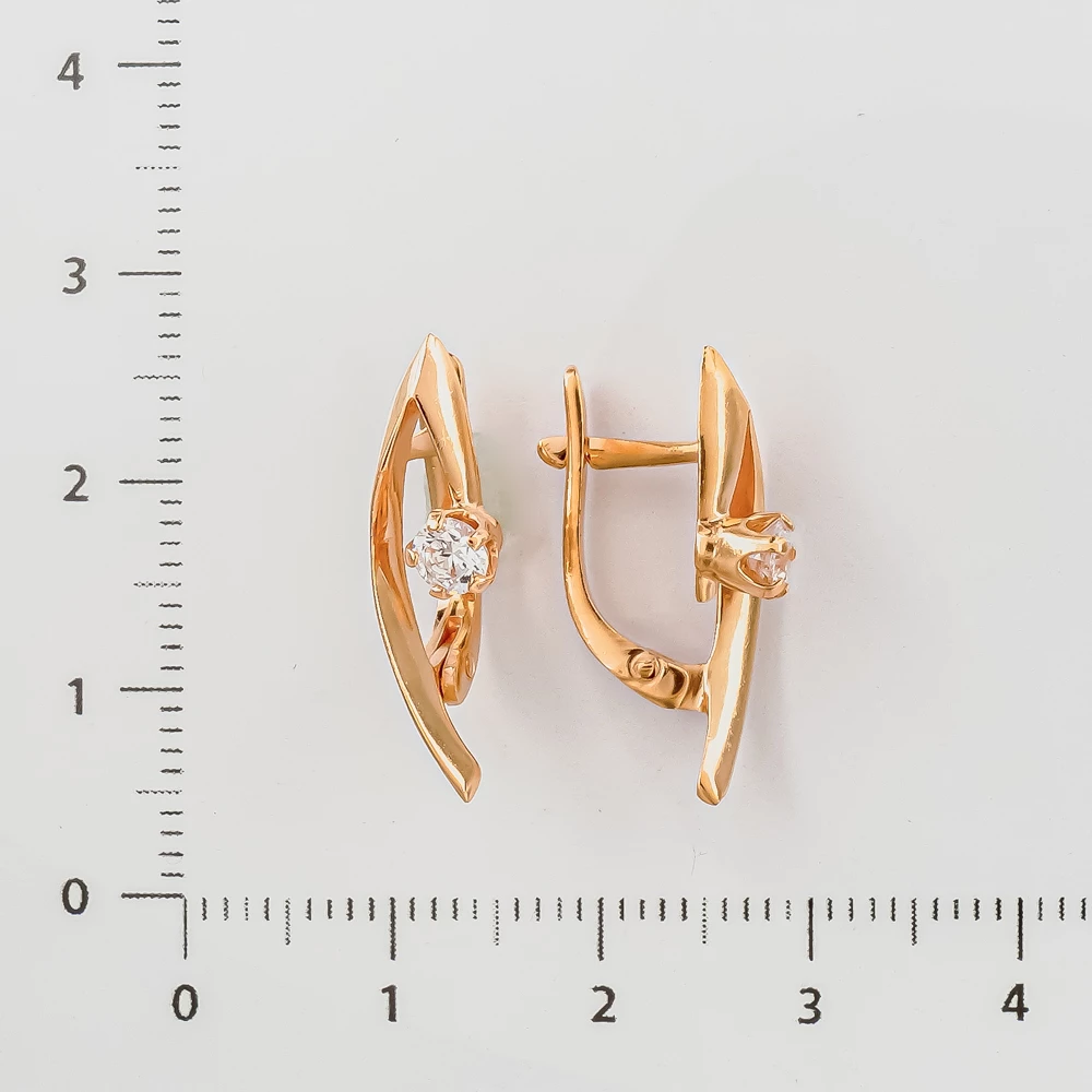 Серьги с фианитом из красного золота 585 пробы 2
