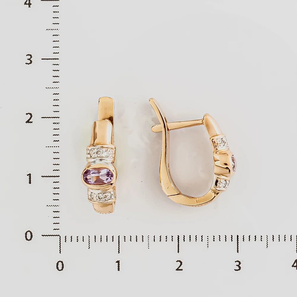 Серьги с аметистом из красного золота 585 пробы 2