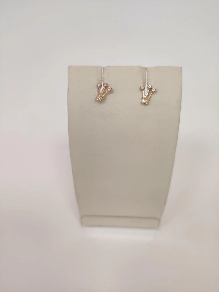 Серьги с фианитом из красного золота 585 пробы 1