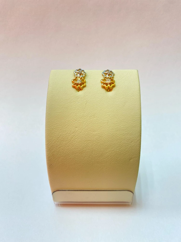 Серьги с фианитом из красного золота 585 пробы 1