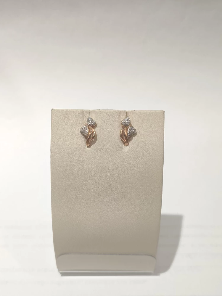 Серьги с фианитом из красного золота 585 пробы 1