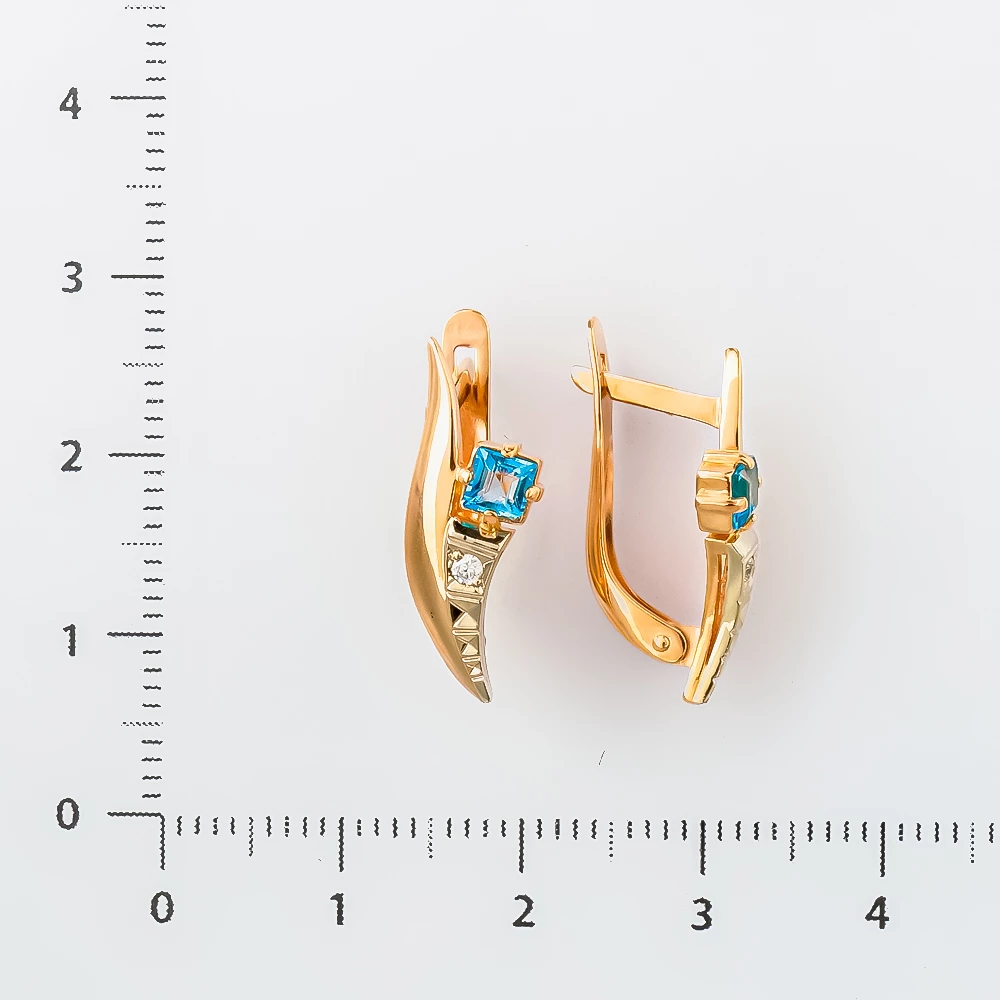 Серьги с топазом из красного золота 585 пробы 2