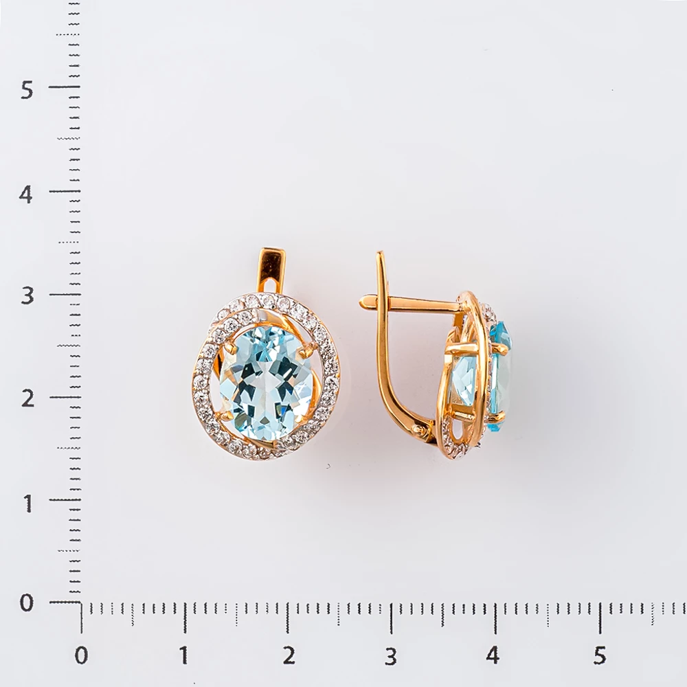 Серьги с топазом из красного золота 585 пробы 2