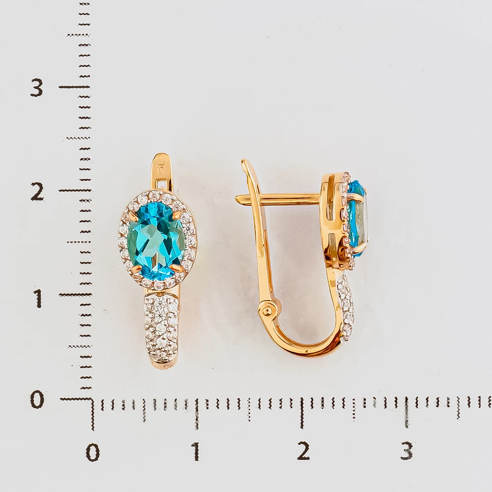 Серьги с топазом из красного золота 585 пробы 2