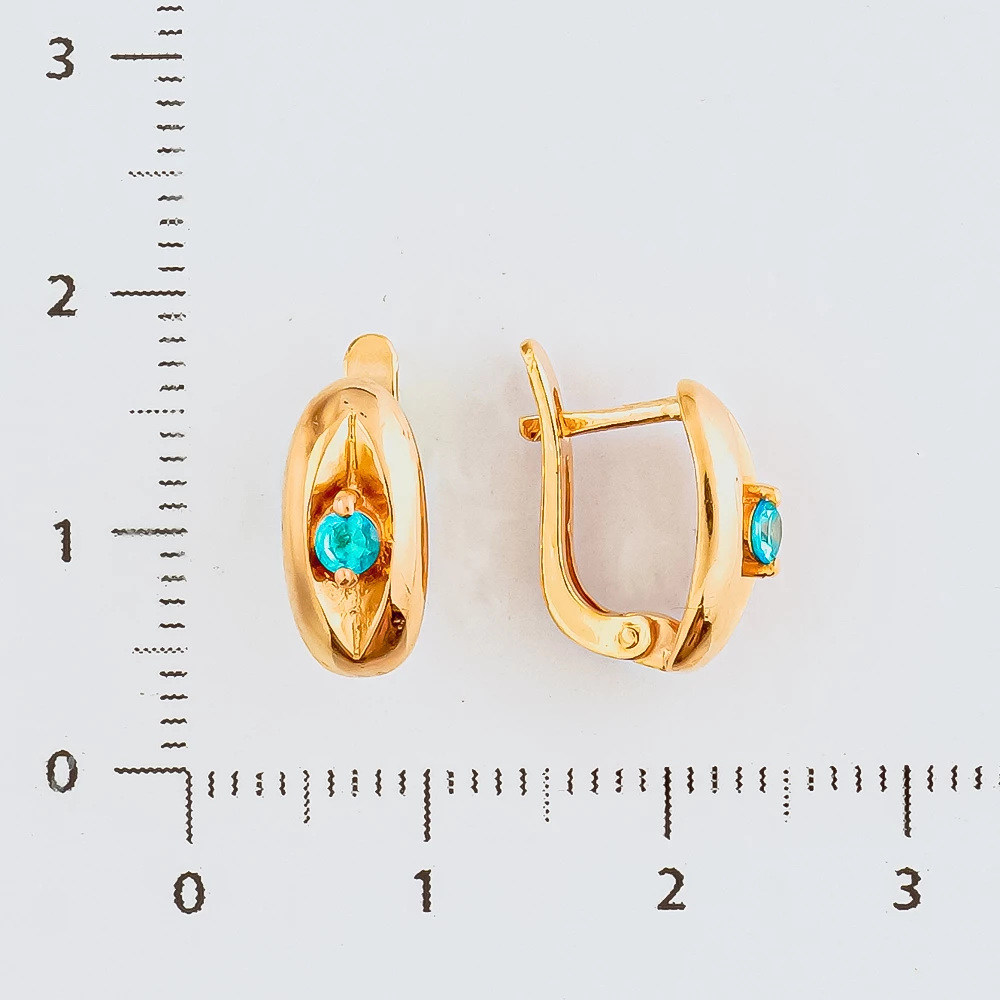 Серьги с фианитом из красного золота 585 пробы 2