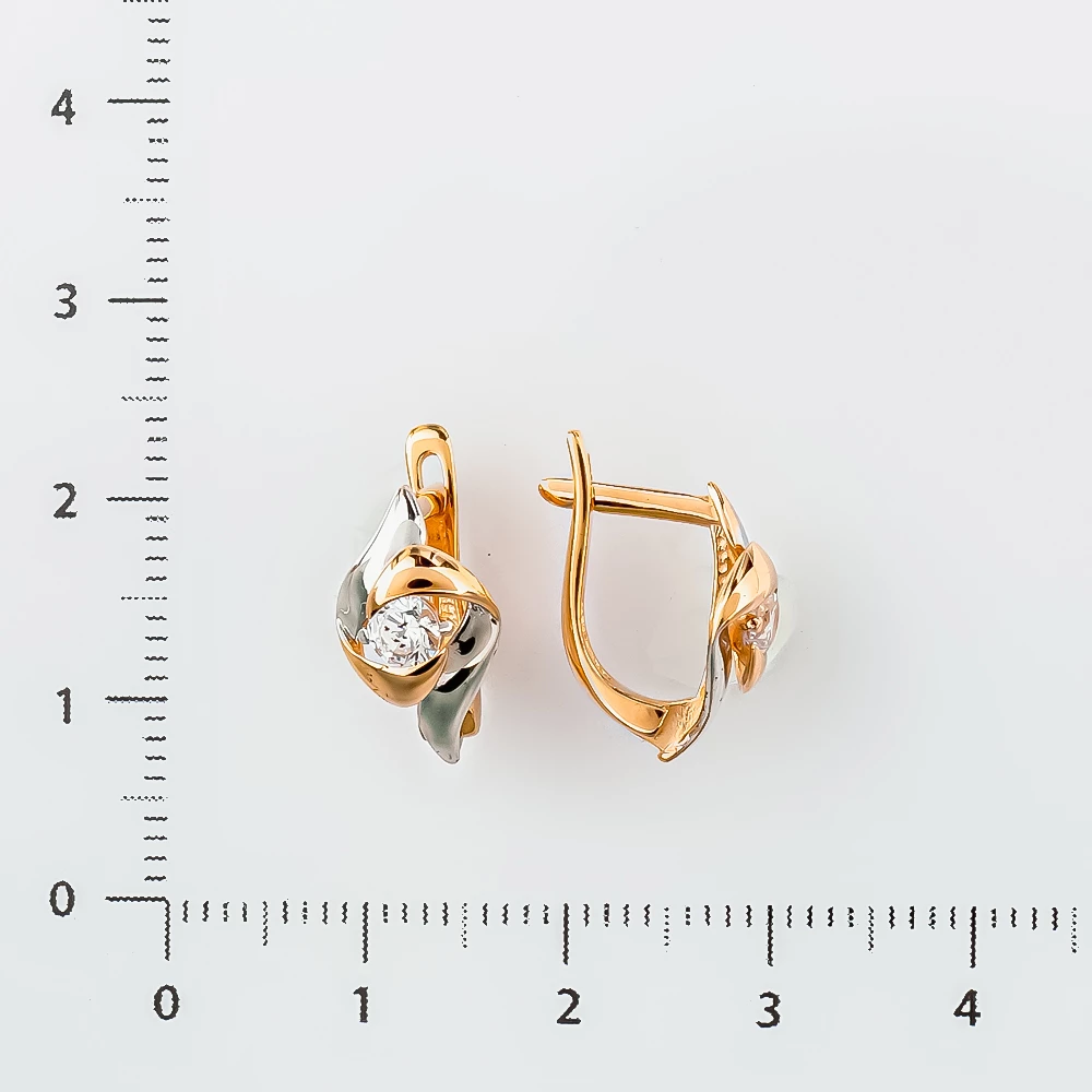 Серьги с фианитом из красного золота 585 пробы 2