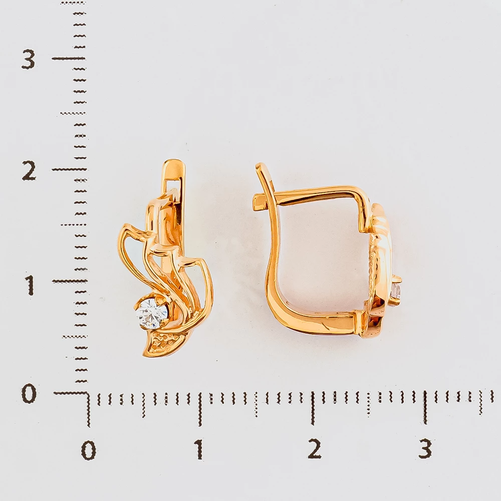 Серьги с фианитом из красного золота 585 пробы 2