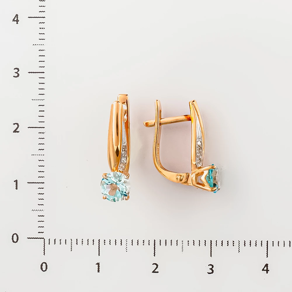 Серьги с топазом из красного золота 585 пробы 2