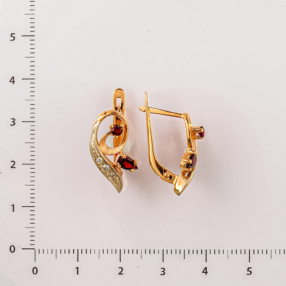 Серьги с гранатом из красного золота 585 пробы 2