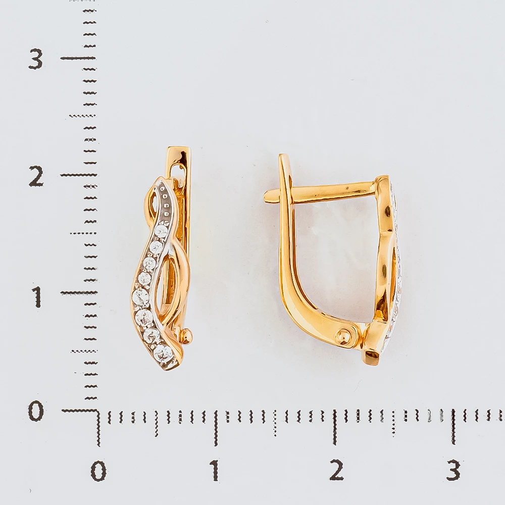 Серьги с фианитом из красного золота 585 пробы 2
