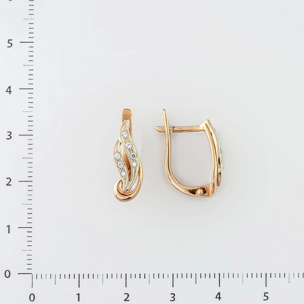 Серьги с фианитом из красного золота 585 пробы 2