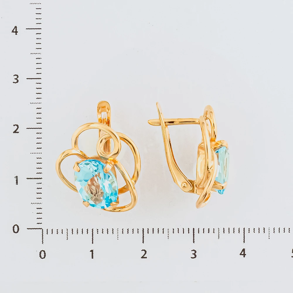 Серьги с топазом из красного золота 585 пробы 2