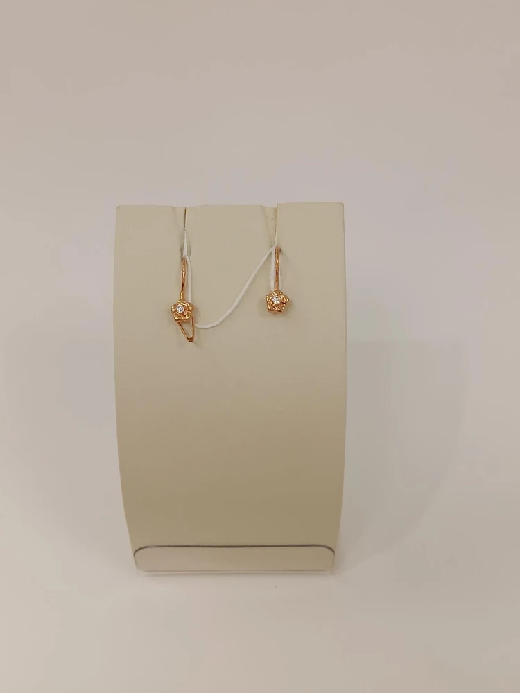 Серьги с фианитом из красного золота 585 пробы 1